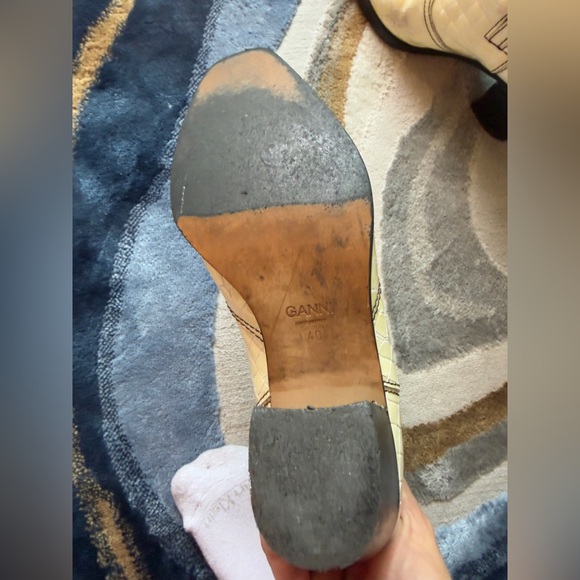 Ganni Beige Croc-Embossed Ankle Boots - Picture 6 of 6